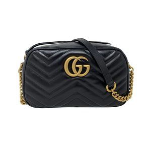 NEW Gucci Black Marmont Small Matelasse Crossbody Shoulder Bag